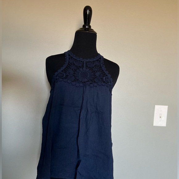 Hollister Navy Blue, Lace Top flowy bottom Tank - Picture 2 of 5